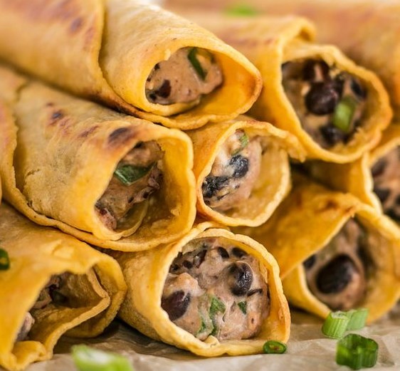 CREAMY BLACK BEAN TAQUITOS #Appetizer #Recipe