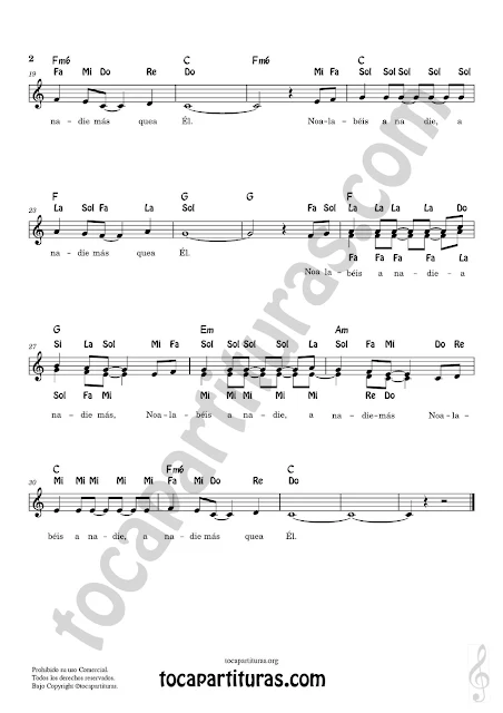 No adoréis a nadie Partitura Fácil con Notas y Letra 02