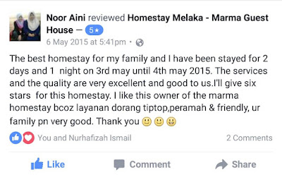 Marma Homestay Melaka - Testimoni Dari Facebook