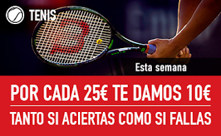 sportium Promo Tenis: Por cada 25€ ¡Te damos 10€! 19-25 marzo