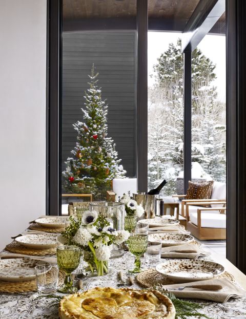 image result for beautiful tablescape Aerin Lauder Rocky Mountains home decorated for Christmas elegant sophisticated interior design