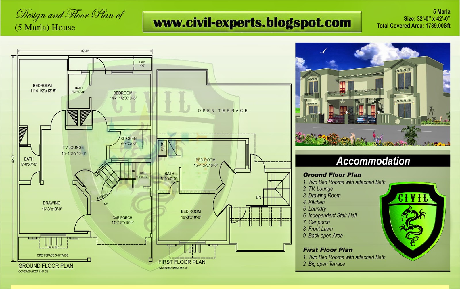 Civil Experts 5  Marla  Houses  Plans 