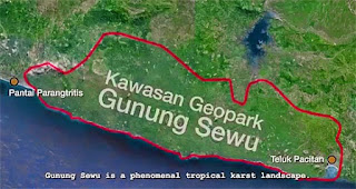Indonesia sangat akan pegunungan dan salah satu pegunungan unik di terletak di Pulau Jawa  Geopark Pegunungan Sewu, Taman Dasar Laut Purba Terindah di Dunia