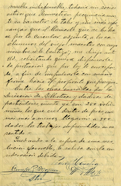 Continuación de nota de la Comisión Directiva. 22 de Mayo de 1916. Firmas: Pedro Concha y Cornelio Moyano.