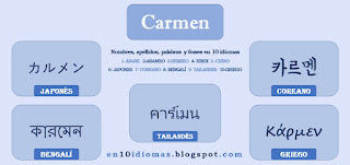 Carmen en japonés, coreano, bengalí, tailandés y griego