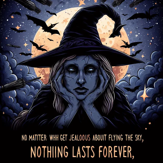 Envious Witch Flying At Night Will Eventually Get Tired!