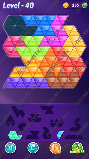 Block! Triangle Puzzle Challenger Level 40 Solution, Cheats, Walkthrough for Android, iPhone, iPad and iPod