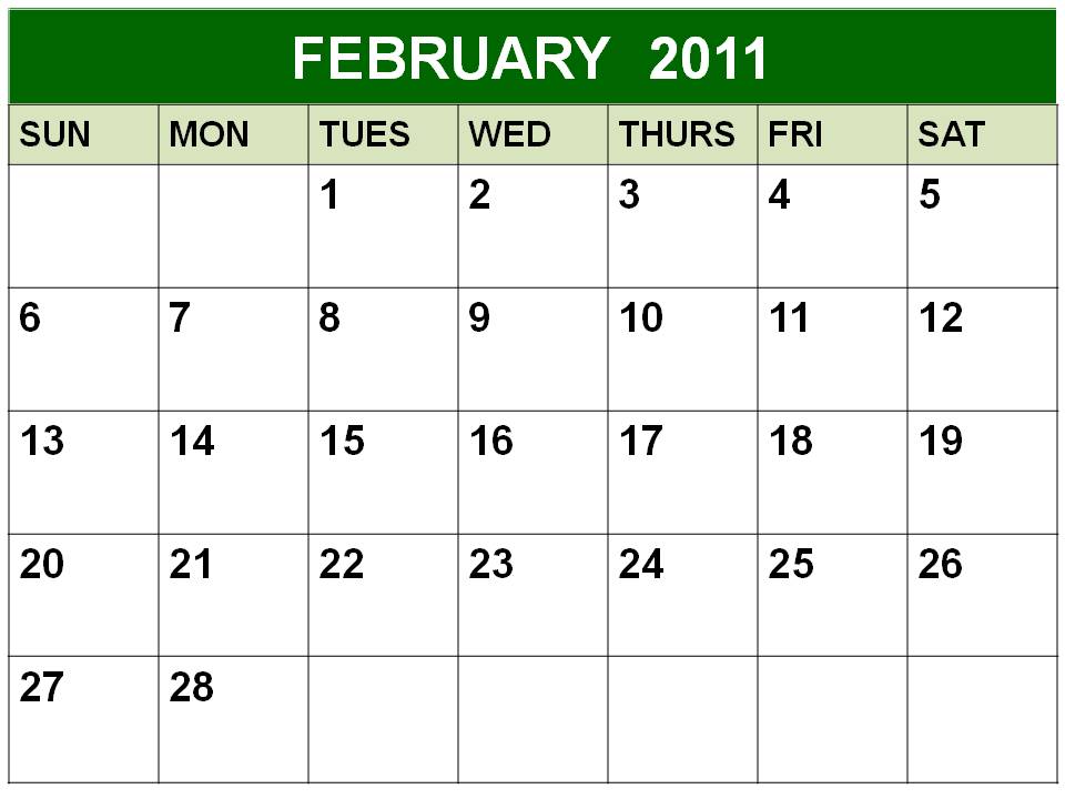 printable 2011 calendar february. 2011 calendar printable february. Blank February 2011 Calendar