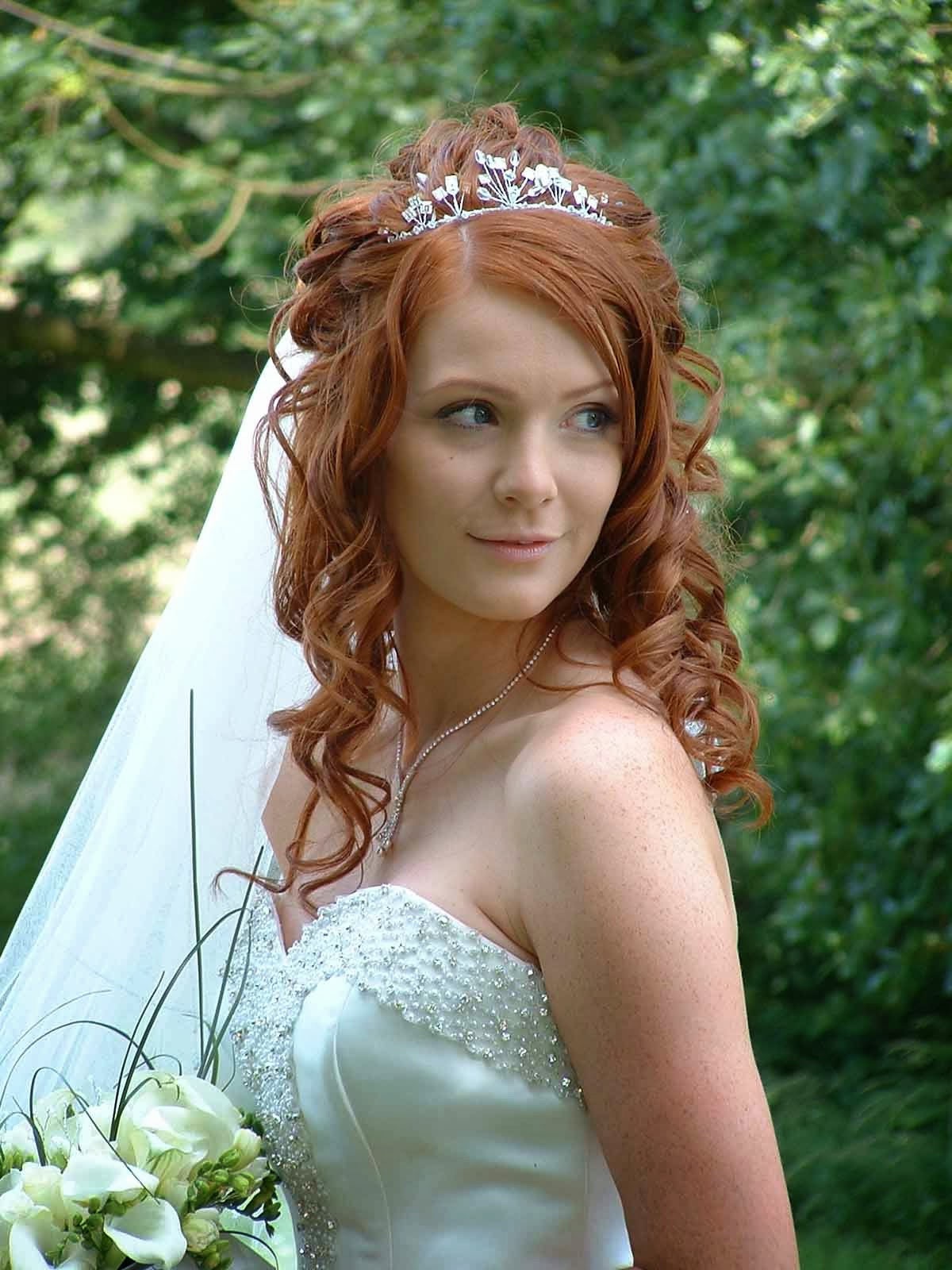 wedding hairstyles for long hair half up with veil wedding hairstyles with tiara Wedding Dress Bridal hairstyles 2014 