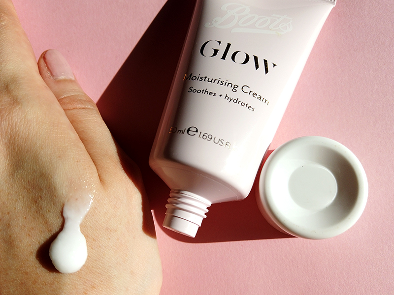 Boots Glow Skincare Moisturising Cream Swatch on hand