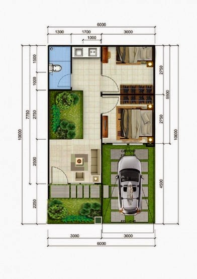 20 Gambar Denah Rumah Minimalis Type 36 1 Lantai  Desainrumahnya.com