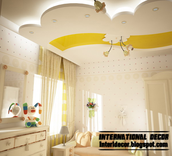 Best creative kids room ceilings design ideas, cool false ceiling with LED lights