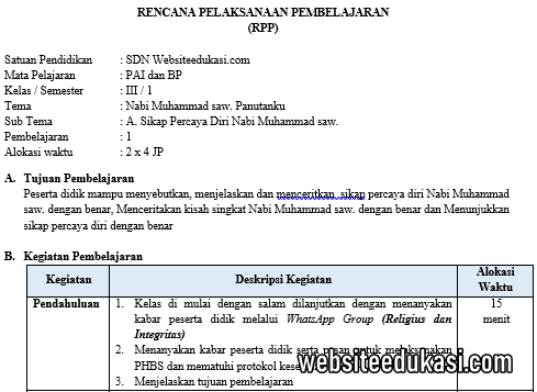 Rpp Daring Pai Kelas 3 Tahun 2020 2021 Websiteedukasi Com