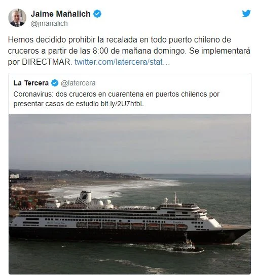 Chile - Coronavirus: Prohíben recalada de cruceros 😷🇨🇱