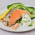 Salmon salad with mint yogurt dressing