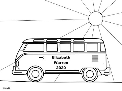 Free Coloring Book by gvan42 - VW BUS - Elizabeth Warren for President