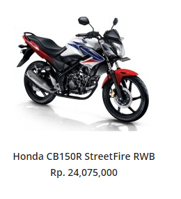 Harga Baru Sepeda Motor Honda CB150R StreetFire 