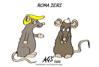 roma, trump, papa francesco, topi, satira, vignetta