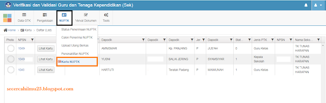 Penambahan Fitur Terbaru di Menu NUPTK Vervalpd