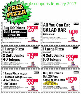 free Chuck E Cheese coupons for february 2017