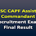 UPSC CAPF Assistant Commandant Recruitment Exam Final Result