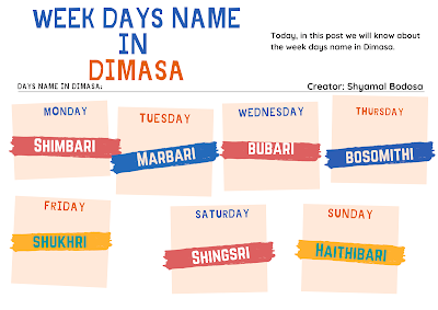 The days of the week in Dimasa language