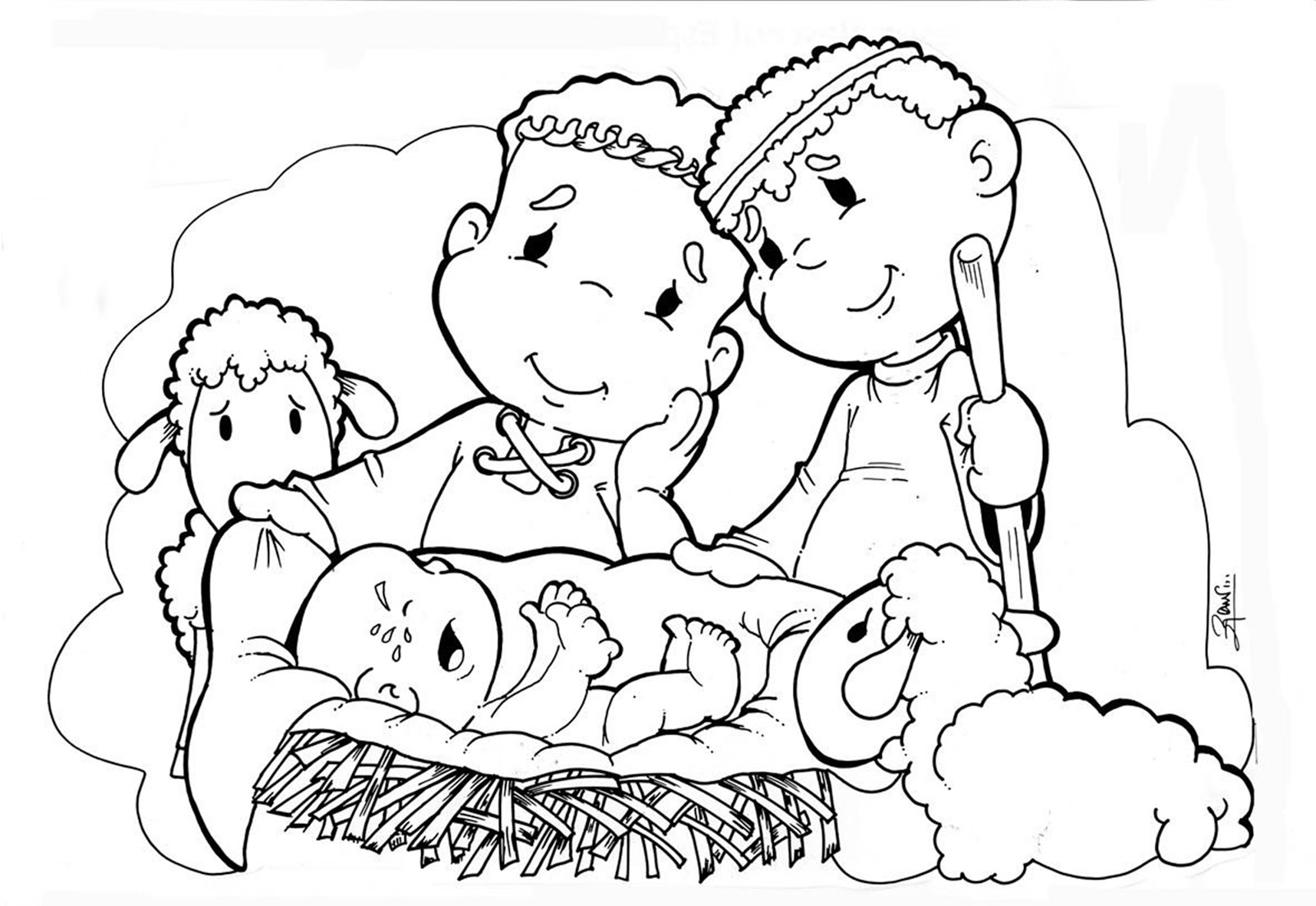 Turma do Vovô Abraão Desenhos para colorir do Nascimento de Jesus!