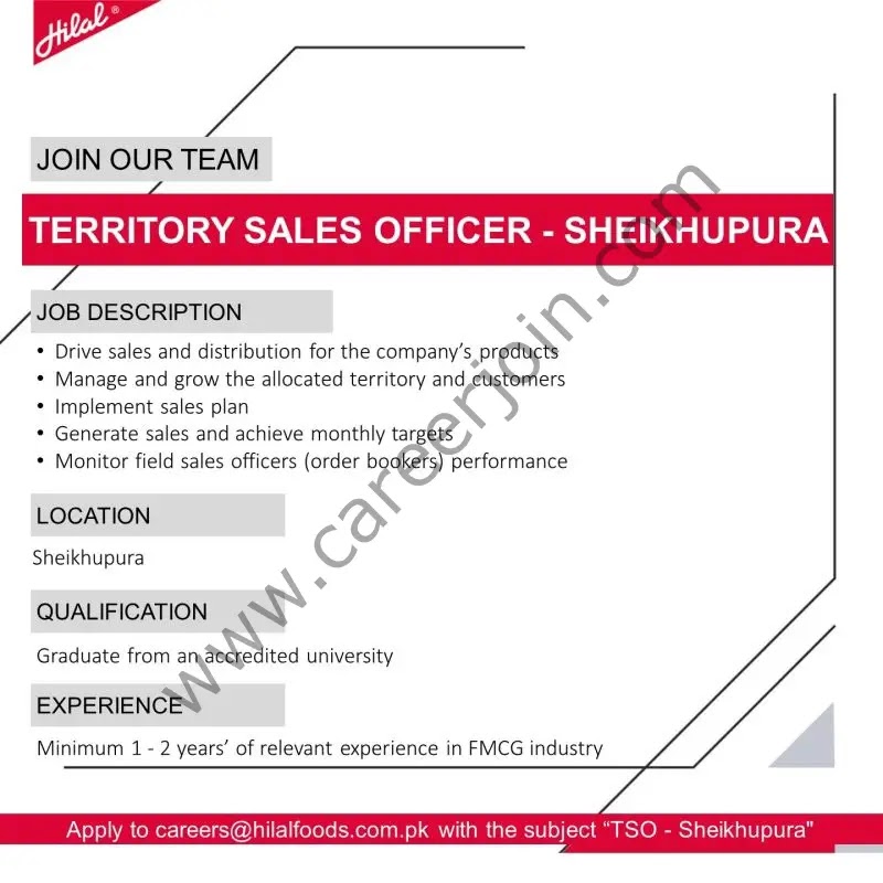 Hilal Foods Pvt Ltd Jobs Territory Sales Officer