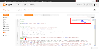 Cara Mencari Kode HTML Pada Edit Template Blogspot Tampilan Baru