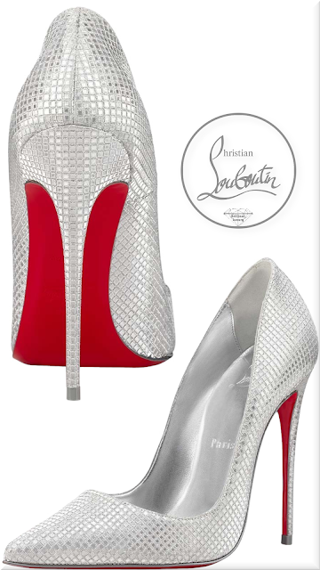 ♦Silver Christian Louboutin So Kate 120 glittered cotton pumps #christianlouboutin #shoes #silver #brilliantluxury