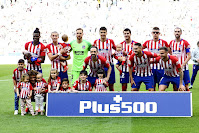 CLUB ATLÉTICO DE MADRID. Temporada 2018-19. Thomas Partey, Filipe Luis, Oblak, Rodri, Morata, Montero y Godín. Griezmann, Juanfran, Koke y Saúl. CLUB ATLÉTICO DE MADRID 1 SEVILLA F. C. 1 Domingo 12/05/2019. Campeonato de Liga de 1ª División, jornada 37. Madrid, estadio Wanda Metropolitano. GOLES: 1-0: 29’, Koke. 1-1: 69’, Pablo Sarabia.