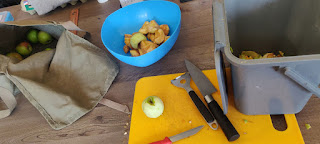 Chopping and peeling apples