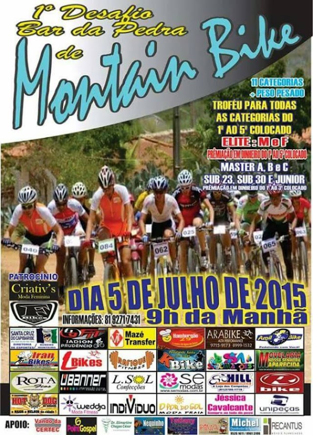 1º Desafio Bar da Pedra de Mountain Bike acontece neste domingo