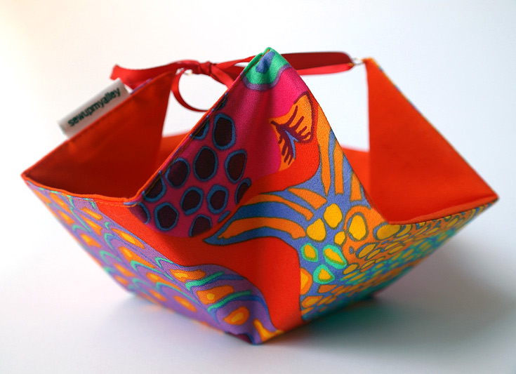 Fabric Basket with Ties: Tutorial + Pattern