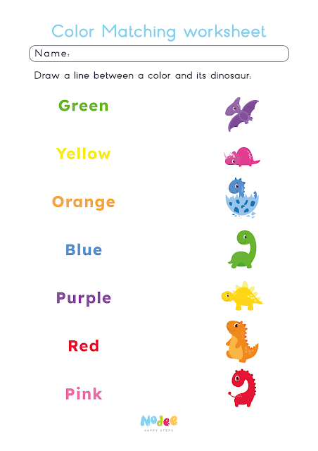 Learn Colors with Dinosaurs for kids Worksheet