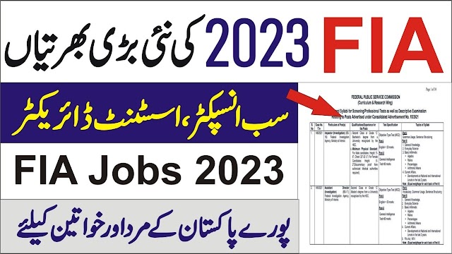 FIA Jobs - FIA Inspector Assistant Jobs 2023 - FIA Jobs 2023 Advertisement PDF