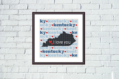 Kentucky state map cross stitch pattern - Tango Stitch