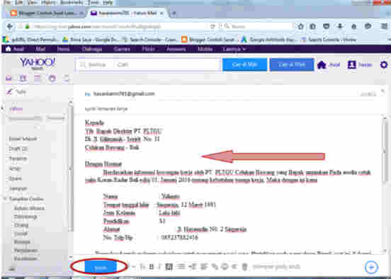 Contoh Cara Kirim Surat lamaran kerja Via Email Yahoo