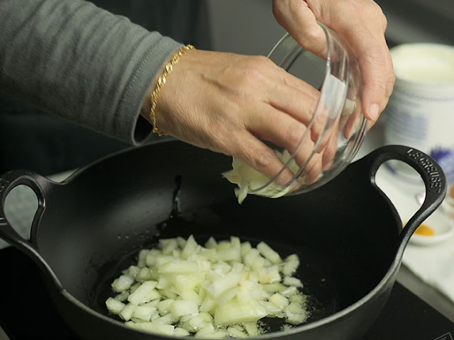 Add diced onion.
