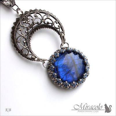 Miracolo, wisiorek z niebieskim labradorytem, labradorite pendant, blue labradorite, filigran