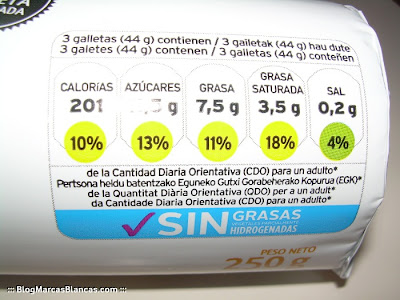 Semáforo nutricional de las galletas rellenas de chocolate EROSKI BASIC