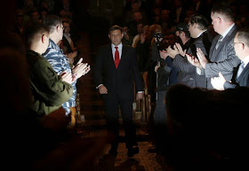 Alexander Zakharchenko, separatist leader of the self-proclaimed Donetsk People's Republic, walks as he attends the inauguration ceremony at a theater in Donetsk, eastern Ukraine, November 4, 2014. REUTERS/Maxim Zmeyev