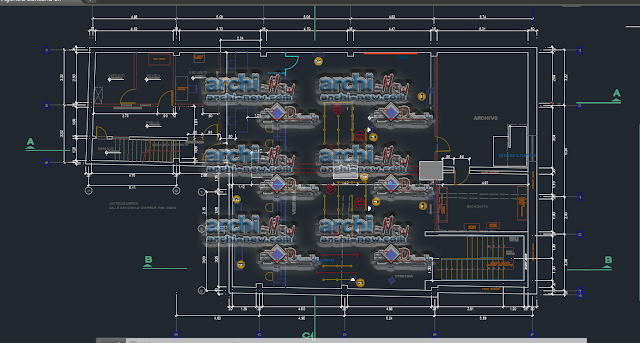 Horizontal projections of the project Banking Agency dwg  