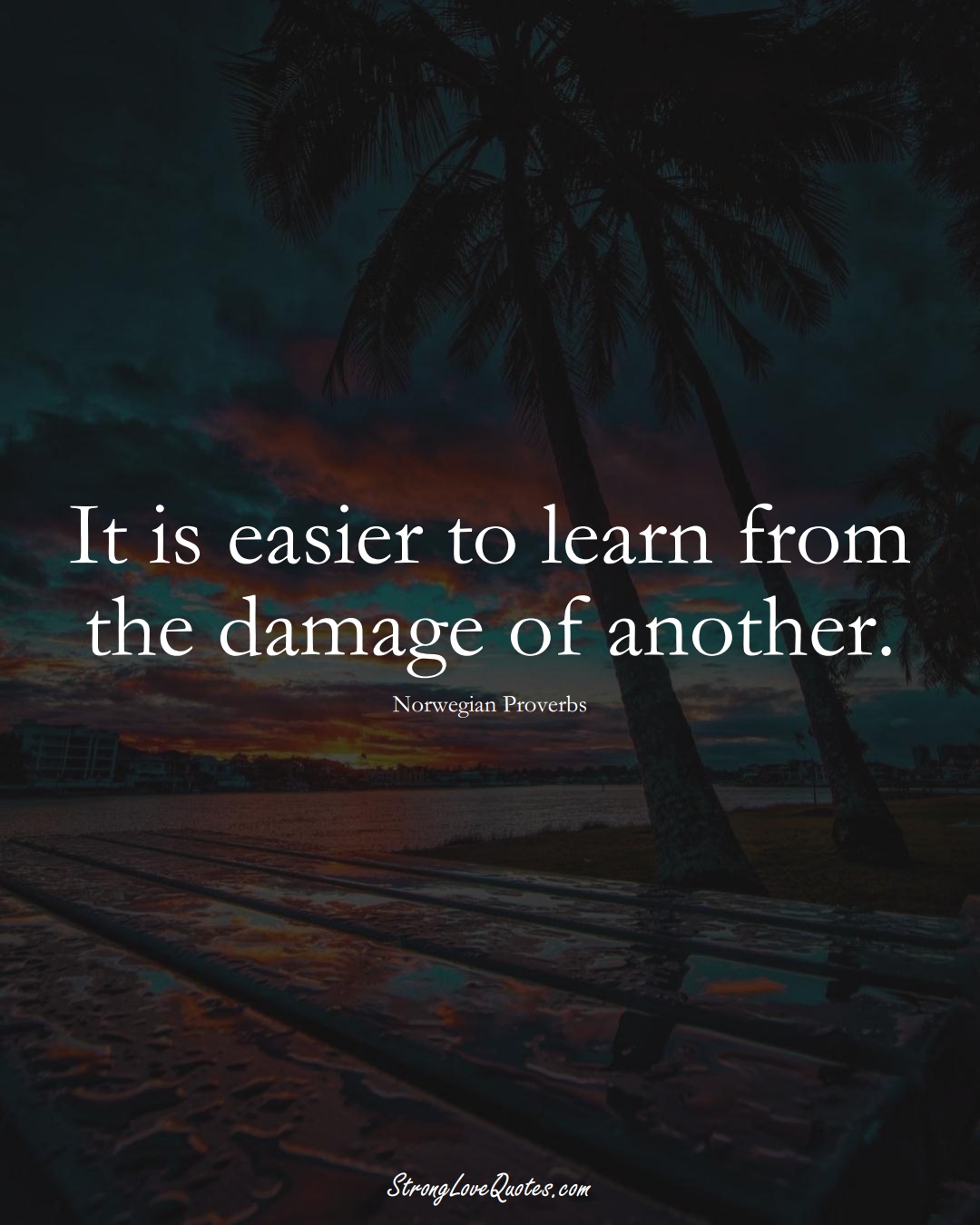 It is easier to learn from the damage of another. (Norwegian Sayings);  #EuropeanSayings