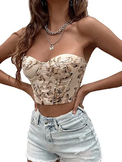 SOLY HUX Women's Corset Casual Floral Print crop top