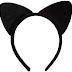 Plain Black Fabric Cat Ear Hairband