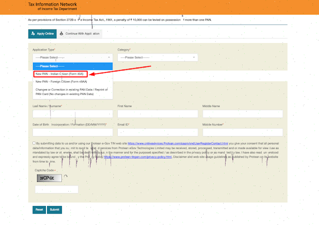 Apply for a PAN Card through NSDL