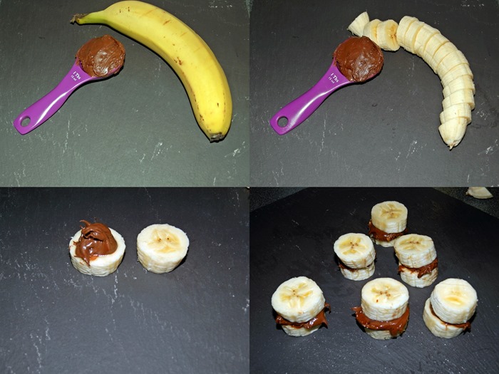 Health snack banana and nutella
