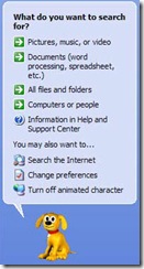 Windows XP search for dogs