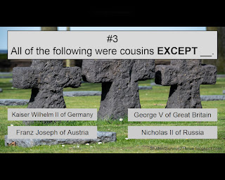 All of the following were cousins EXCEPT __. Answer choices include: Kaiser Wilhelm II of Germany, George V of Great Britain, Franz Joseph of Austria, Nicholas II of Russia